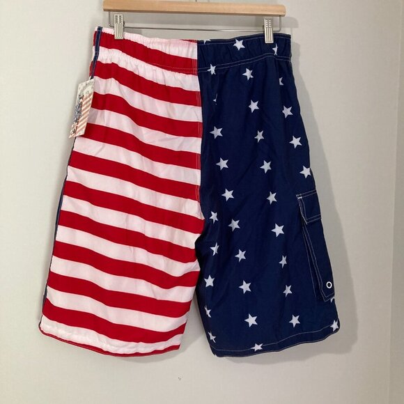 EXIST Patriotic American Flag Swim Trunks/Board Shorts Mesh Lined Men XL July - Picture 9 of 13
